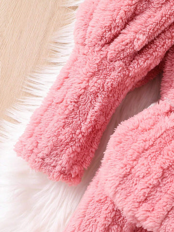 Knit Solid Color Fluffy Mini Stand Collar Gigot Sleeve Form-Fitting Casual Dress For Young Girl