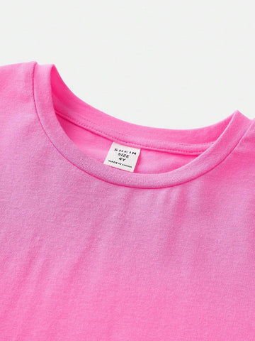 Knitted Loose Fit Round Neck Casual Dress With Letter Print For Young Girls