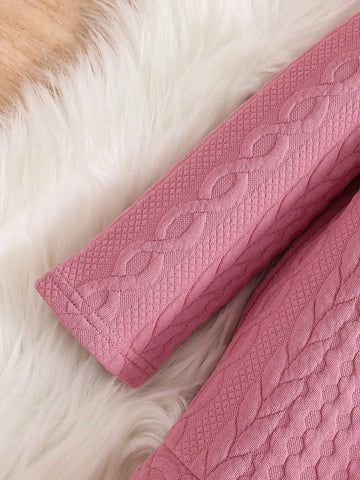 Knitted Solid Color Round Neck Fitted Casual Dress With Cross Body Bag, For Young Girl