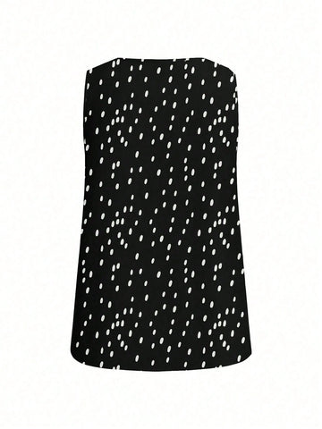 Women's Elegant Polka Dot Print Sleeveless Blouse