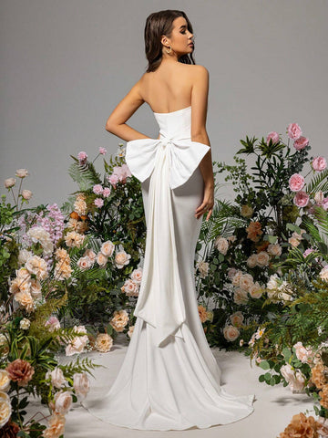 LOVE&LEMONADE Big Bow Front Mermaid Hem Wedding Dress