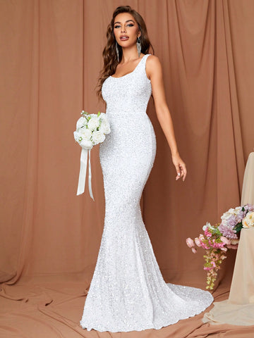 LOVE&LEMONADE Mermaid Hem Sequin Wedding Dress