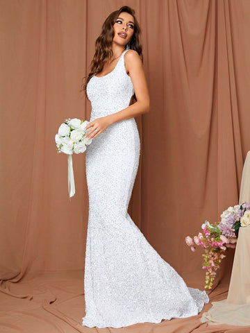 LOVE&LEMONADE Mermaid Hem Sequin Wedding Dress