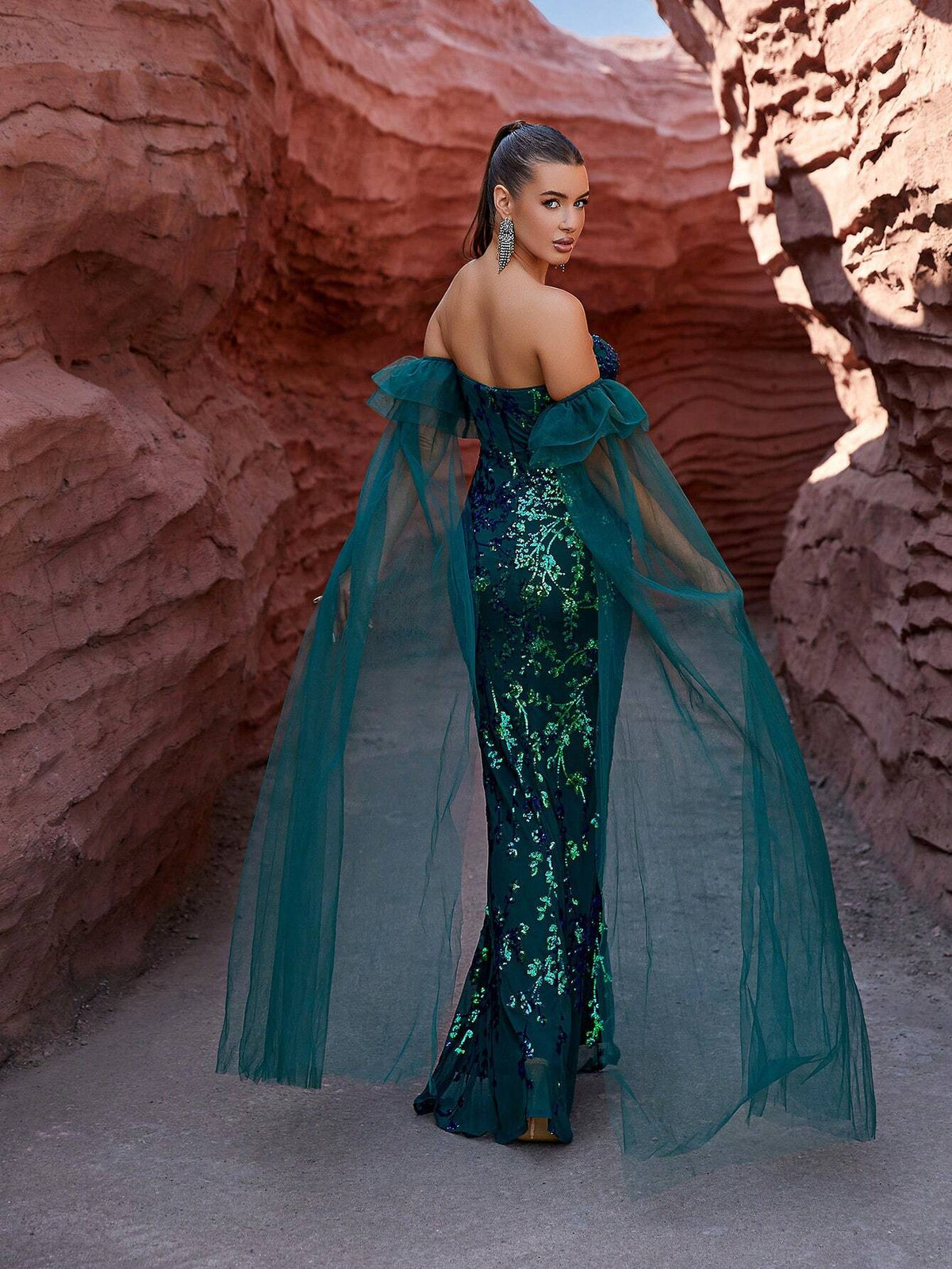 LOVE&LEMONADE One Shoulder Sequin & Mesh Patchwork Mermaid Formal Dress