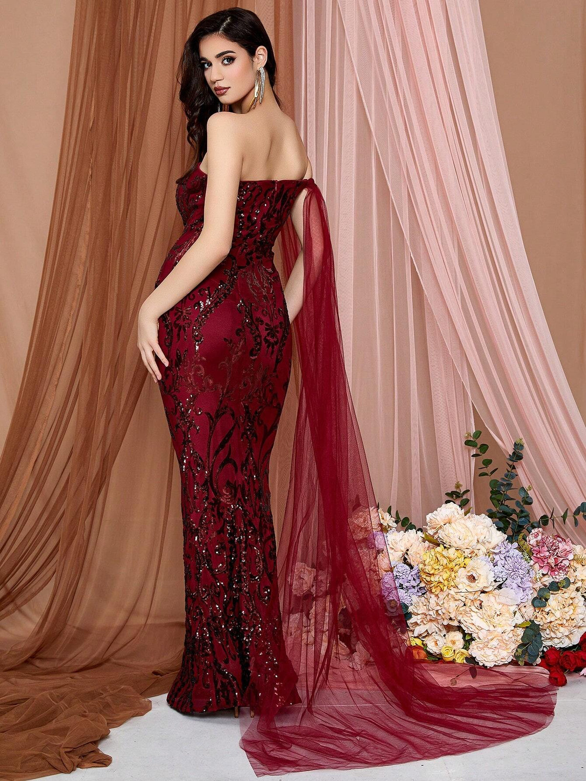 LOVE&LEMONADE Women's One Shoulder Shimmer Mermaid Formal Dress