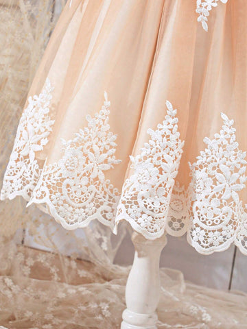 Lace Mesh Mermaid Hem Formal Dress Wedding Party Dress Mommy And Me Matching Outfits(2 Pieces Are Sold Separately)