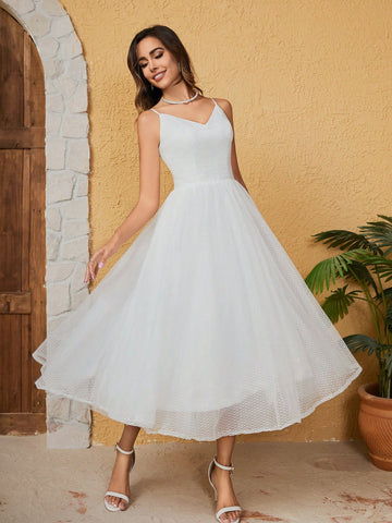 Lace & Tulle Spaghetti Strap Wedding Dress