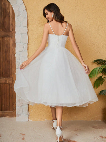 Lace & Tulle Spaghetti Strap Wedding Dress