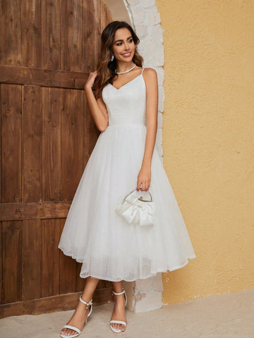 Lace & Tulle Spaghetti Strap Wedding Dress