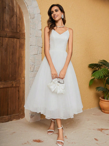 Lace & Tulle Spaghetti Strap Wedding Dress