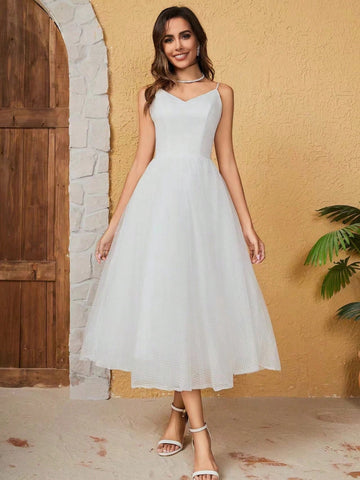 Lace & Tulle Spaghetti Strap Wedding Dress