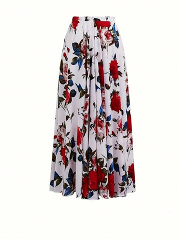 Ladies' Allover Print Fashionable Loose Elegant Charm Skirt