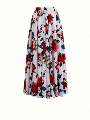 Ladies' Allover Print Fashionable Loose Elegant Charm Skirt