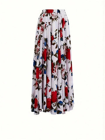 Ladies' Allover Print Fashionable Loose Elegant Charm Skirt