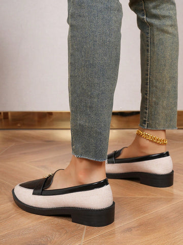 Ladies' Colorblock Pointed Toe Wedge Chelsea Loafers, British Style 2024 New Women's Slip-On Dress Pumps