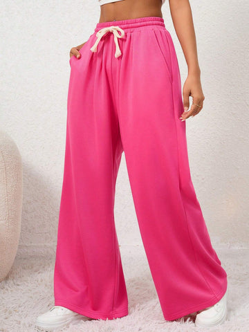 Ladies' Drawstring Waist Slanted Pocket Sweatpants