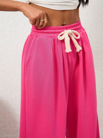 Ladies' Drawstring Waist Slanted Pocket Sweatpants