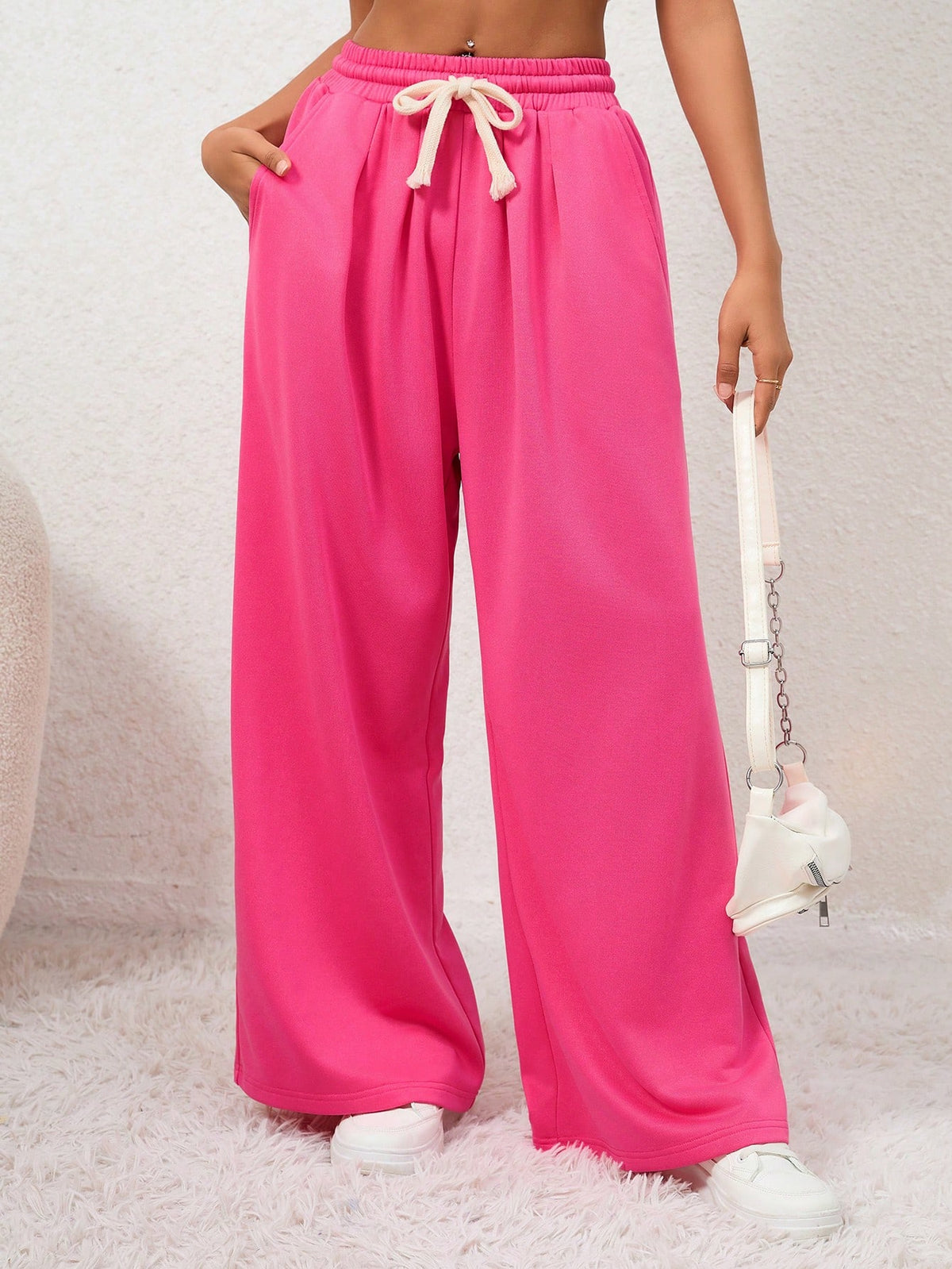 Ladies' Drawstring Waist Slanted Pocket Sweatpants