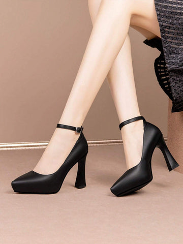 Ladies Elegant Waterproof Platform High Heel Stilettos With Single Strap