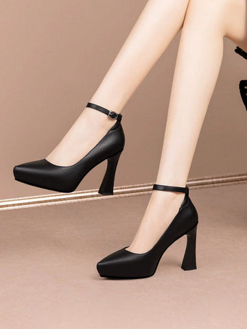Ladies Elegant Waterproof Platform High Heel Stilettos With Single Strap