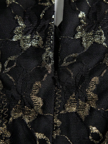 Ladies' Mid Sleeve Lace Patchwork V-Neck Maxi Evening Dress