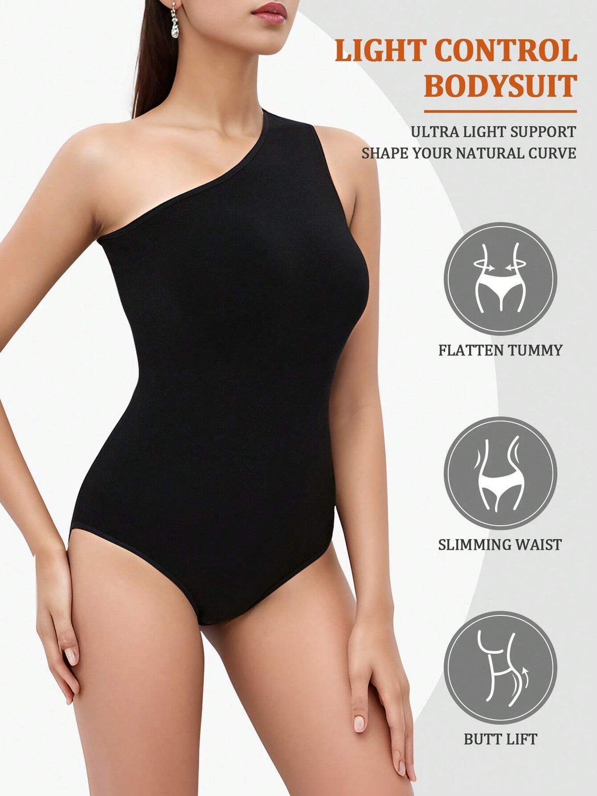 Ladies' Seamless And High Elasticity One Shoulder Body Shaping Bodysuit