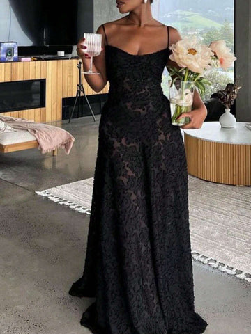 Ladies Solid Color Backless Sleeveless Elegant Cocktail Dress With Spaghetti Straps