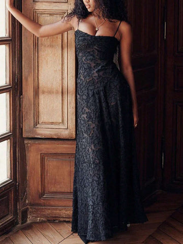 Ladies Solid Color Backless Sleeveless Elegant Cocktail Dress With Spaghetti Straps