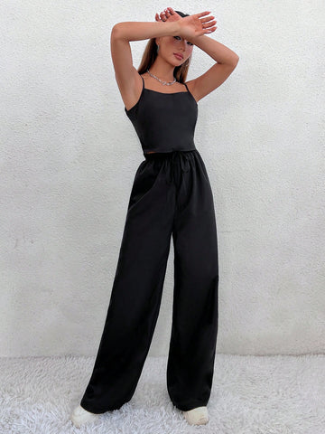 Ladies' Solid Color Camisole And Wide Leg Pants Set