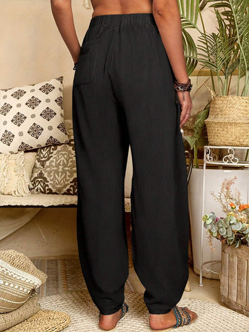 Ladies' Solid Color Jogger Pants For Vacation & Leisure