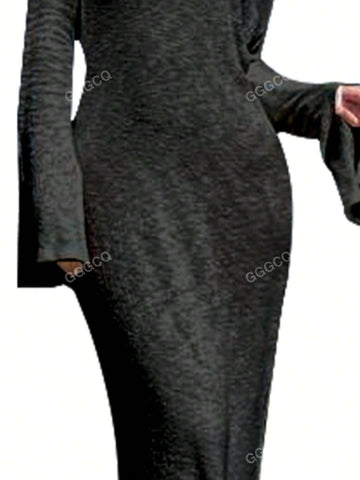 Ladies' Solid Color Side Split Dress