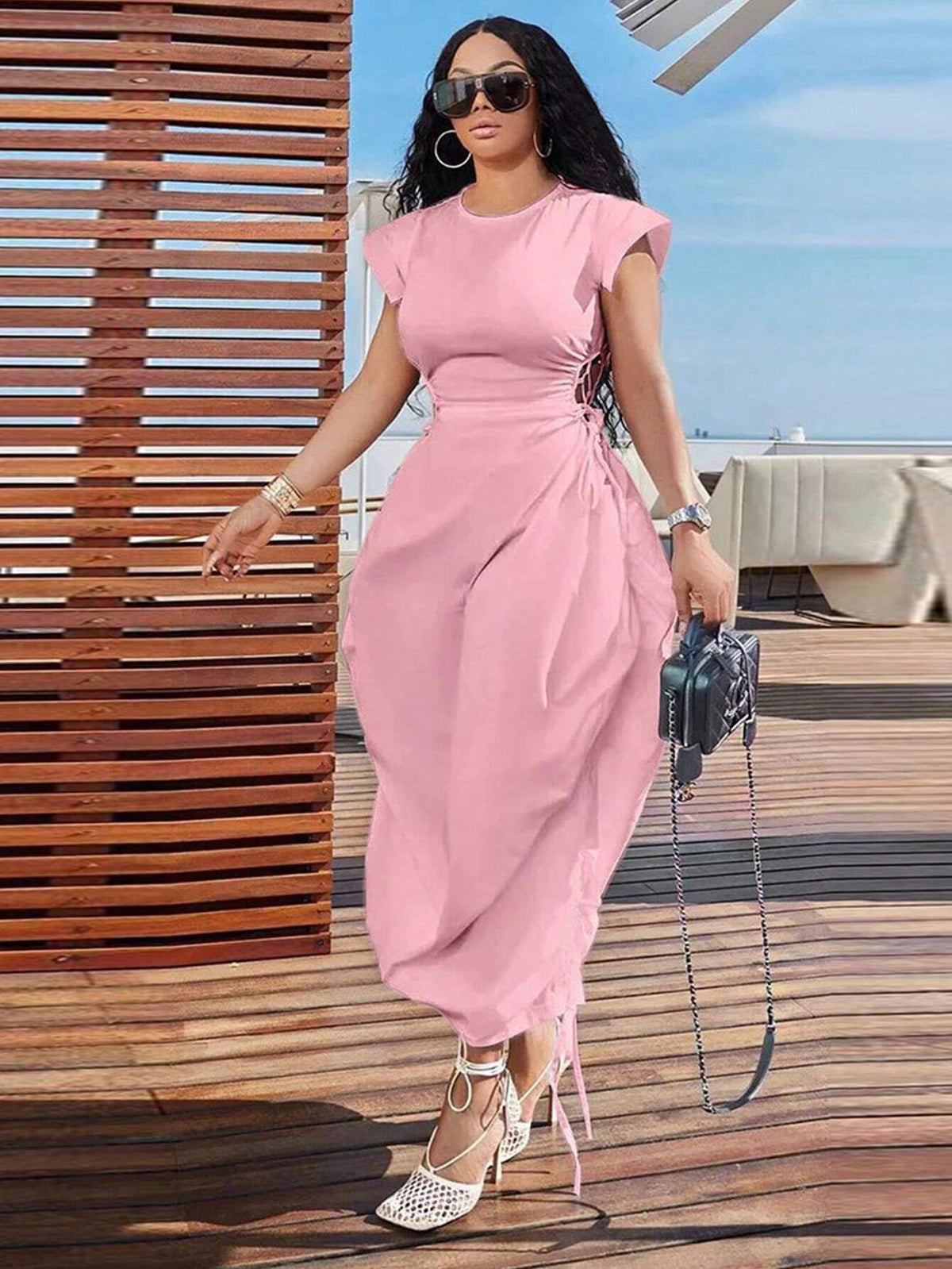 Ladies' Solid Color Simple Daily Dress