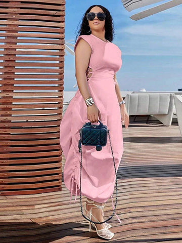 Ladies' Solid Color Simple Daily Dress