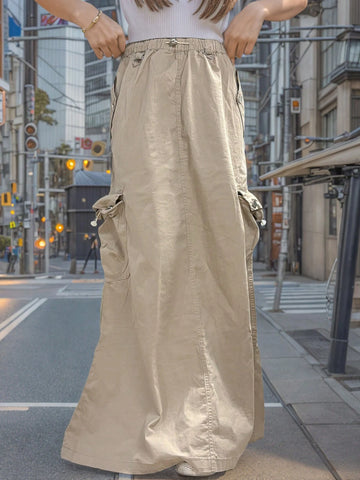 Ladies' Solid Color Simple Daily Maxi Skirt