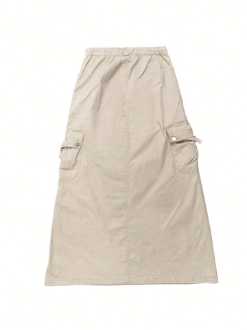 Ladies' Solid Color Simple Daily Maxi Skirt