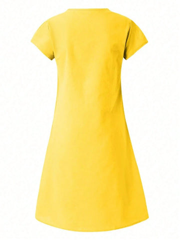 Ladies' Solid Color V-Neck Short Sleeve Shirt, Summer