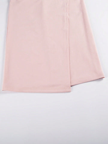 Ladies' V-Neck Long Sleeve Mesh Lantern Sleeve Waist-Cinching Dress