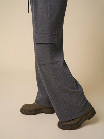 LanaWest Women Casual Comfy Fashion Side Pockets Loose Straight Leg Sweatpants