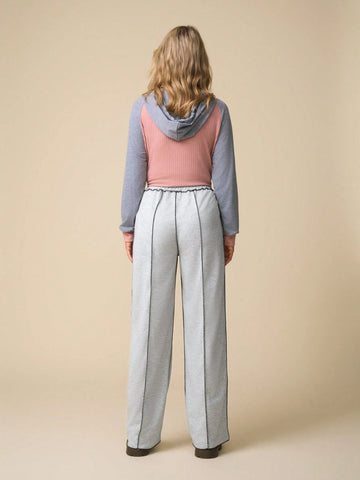 LanaWest Women's Casual Comfortable Fashion Commuting Color Block Waistband Straight Loose Sweatpants