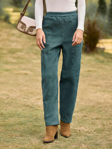 LanaWest Women's Dark Green Thick Corduroy Pants