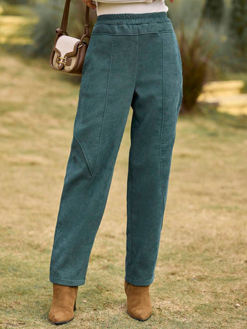 LanaWest Women's Dark Green Thick Corduroy Pants