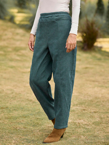 LanaWest Women's Dark Green Thick Corduroy Pants