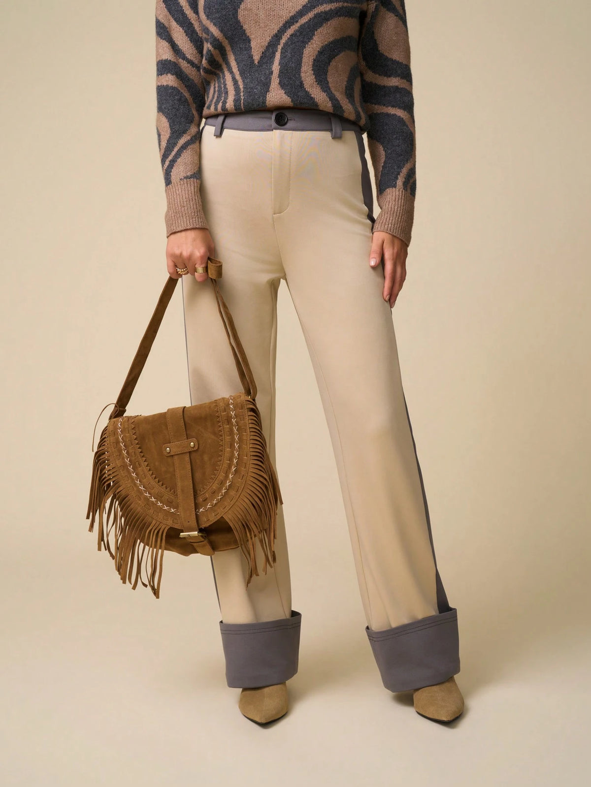 LanaWest Women's Fashionable Casual Commute Comfortable Straight Leg Loose Color Block Sweatpants