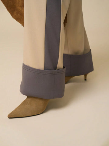 LanaWest Women's Fashionable Casual Commute Comfortable Straight Leg Loose Color Block Sweatpants