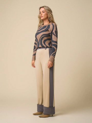 LanaWest Women's Fashionable Casual Commute Comfortable Straight Leg Loose Color Block Sweatpants