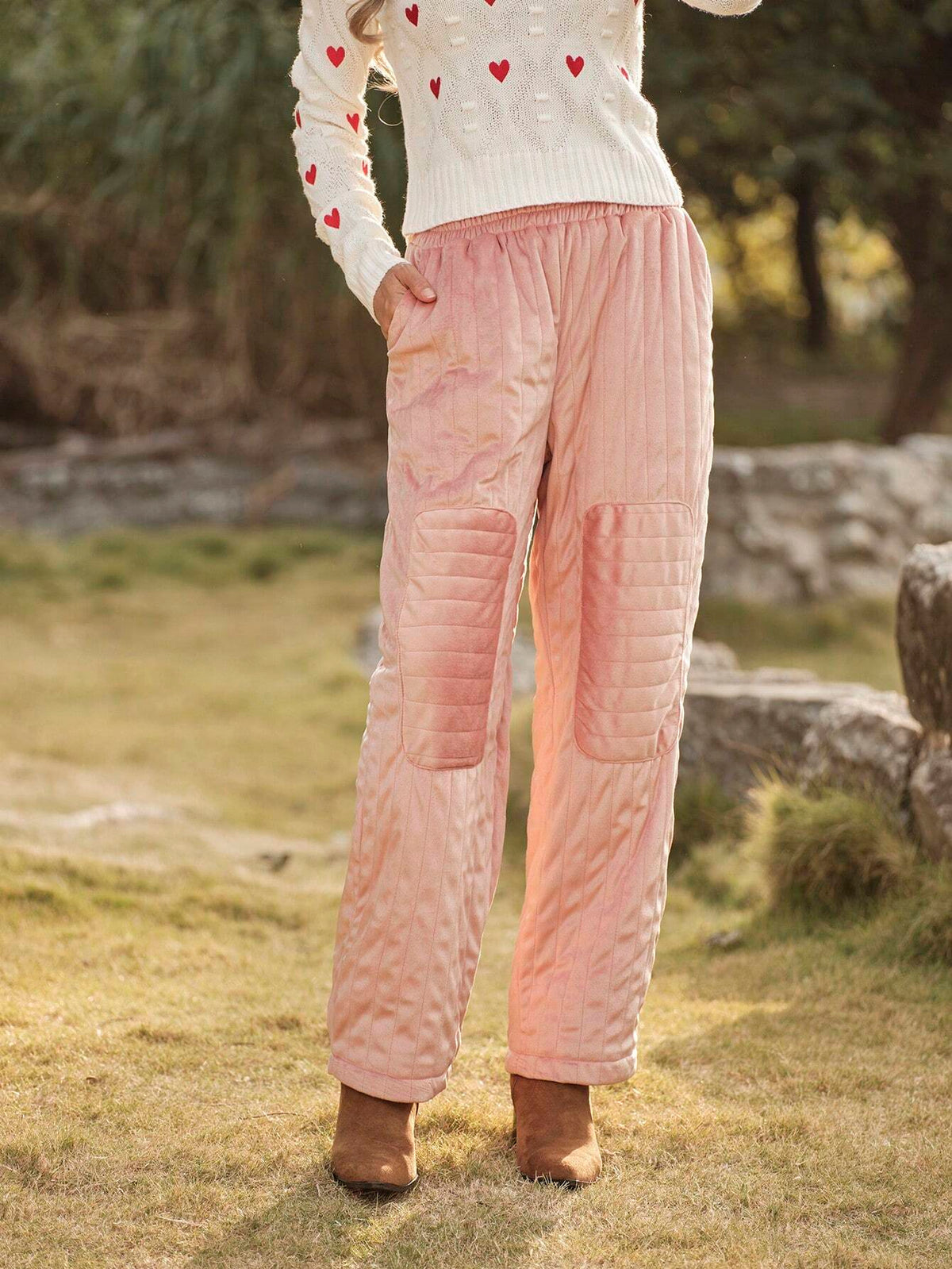 LanaWest Women's Padded Loose Warm Harem Cotton Pants