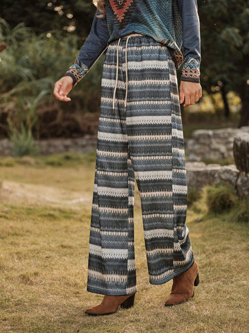 LanaWest Women's Striped Drawstring Waist Wide Leg Loose Casual Sweatpants