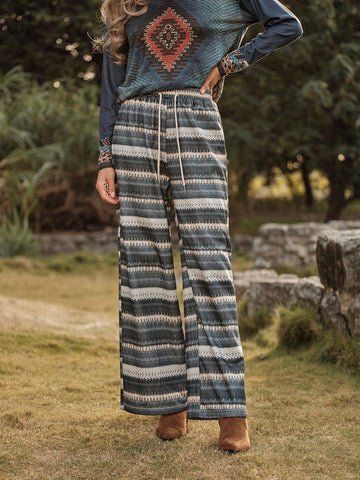 LanaWest Women's Striped Drawstring Waist Wide Leg Loose Casual Sweatpants