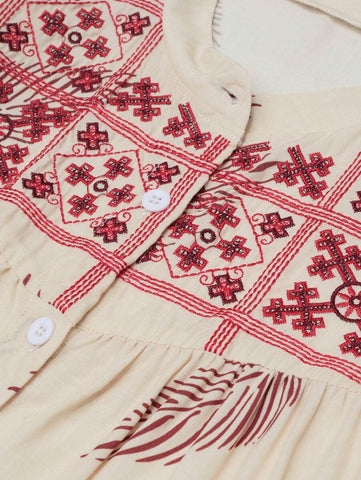 LanaWest Women's Summer Western Casual Embroidered Sleeveless Blouse