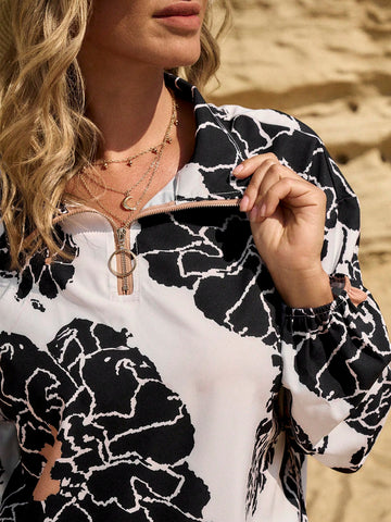 LanaWest Women's Western Casual Floral Print Shirt